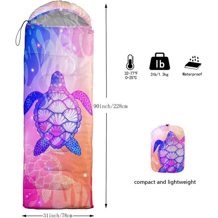 Сплячі мішки QOOMO для кемпінгу, 3 сезони, для дорослих та дітей, легкі, водонепроникні, для подорожей та відпочинку на природі