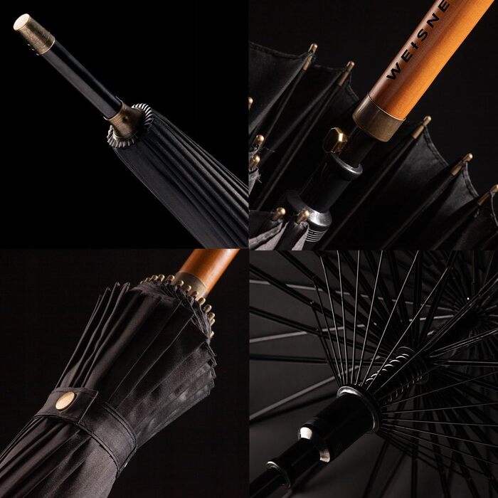 Сонцезахисний парасоль-тент WEISNER CAPITOL PRO – для 2 осіб, діаметр 120 см, 24-ти стійки, дерев'яний руків'я, тефлонове покриття, захист від вітру, з елегантним чохлом