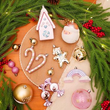 Набір прикрас на ялинку Alupssuc 65 шт. - ялинкові кулі, 4-14 см, пластик, для ялинки, святкування, вечірки, білий, золотий, біло-золотий (Macaron)