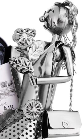 BRUBAKER Bottle Holder, Loving Couple Metal Sculpture with Gift Card