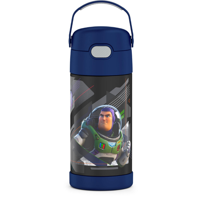 Дитяча термопляшка Thermos Funtainer зі сталею та трубочкою, 355 мл, Lightyear (чорна) — вакуумна ізоляція, BPA-free
