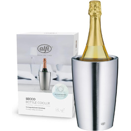 alfi SECCO, stainless steel bottle cooler for 0.70 to 1L bottles, wine, sparkling wine. Keeps drinks cool without condensation or ice cubes, ensuring chilled drinks to the last drop. Dishwasher-safe, BPA-free.