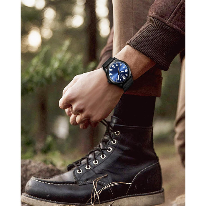 Чоловічий годинник CIVO з великими цифрами: аналоговий класичний годинник на зап'ясті з великими цифрами - водостійкий кварцовий військовий годинник для чоловіків з підсвічуванням - подарунок для чоловіків, людей похилого віку з поганим зором (B1 Чорний)