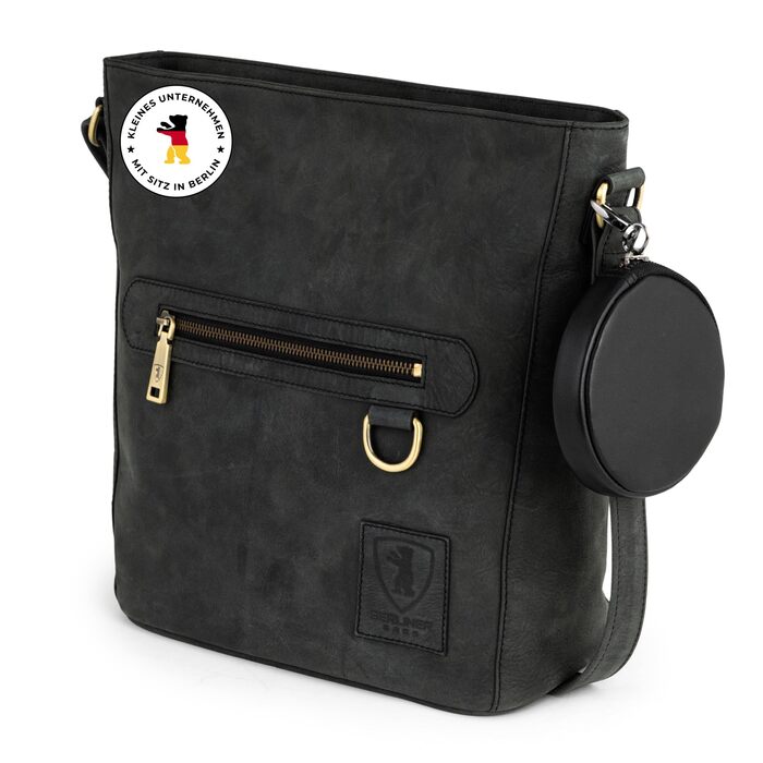 Сумка через плече Berliner Bags Siena Vintage з натуральної шкіри, сіра. Жіноча сумка-месенджер