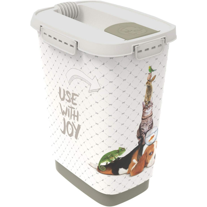 Контейнер для корму Rotho MyPet Cody 10л з кришкою та клапаном, BPA-free, антрацит/білий