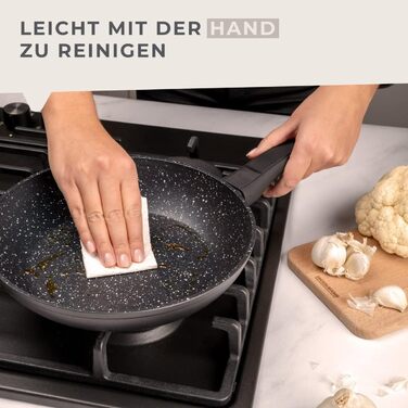 Набір сковорідок Fackelmann Marble 20 см та 24 см, антипригарне покриття, з 90% переробленого алюмінію, ергономічна ручка, індукційні (2 шт.)