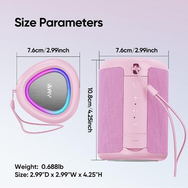 Портативна Bluetooth колонка AY з підсвіткою, IPX5 водостійка, AUX/TF картридер, стерео-паринг, 24 год роботи від акумулятора, для дому та відпочинку на природі (зелена)