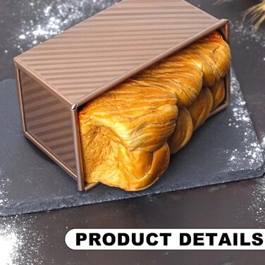 Форма для випічки хліба Toastbrot (2 шт) з кришкою, карбонсталь, чорний та рожевозолотий, для хліба, кексів та випічки