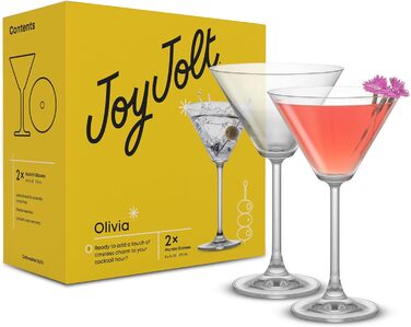 Набір келихів для Мартіні JoyJolt Olivia Crystal 260 мл (2 шт) - Преміум кришталеві келихи для коктейлів, виготовлені в Європі