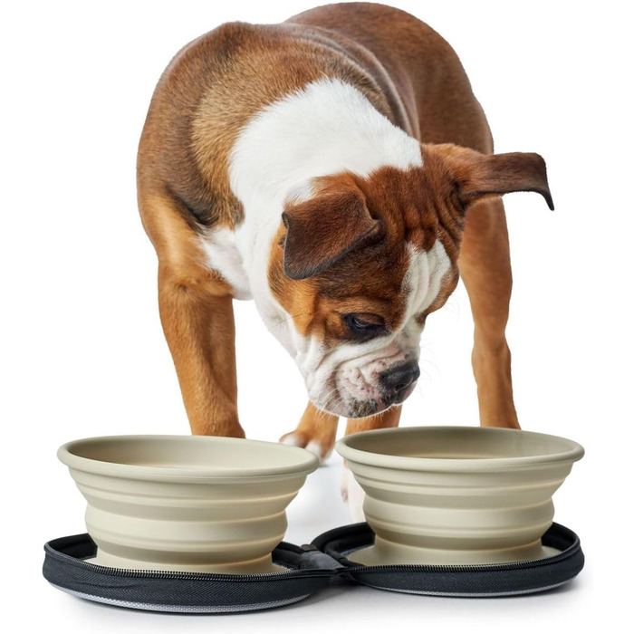 Силіконовий мисочник Hunter з кишенькою, 750 мл, світло-коричневий