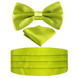 Метелик Alizeal чоловічий однотонний, з підтяжками та нагрудною хустинкою, подарунковий набір (132 - жовто-зелений)