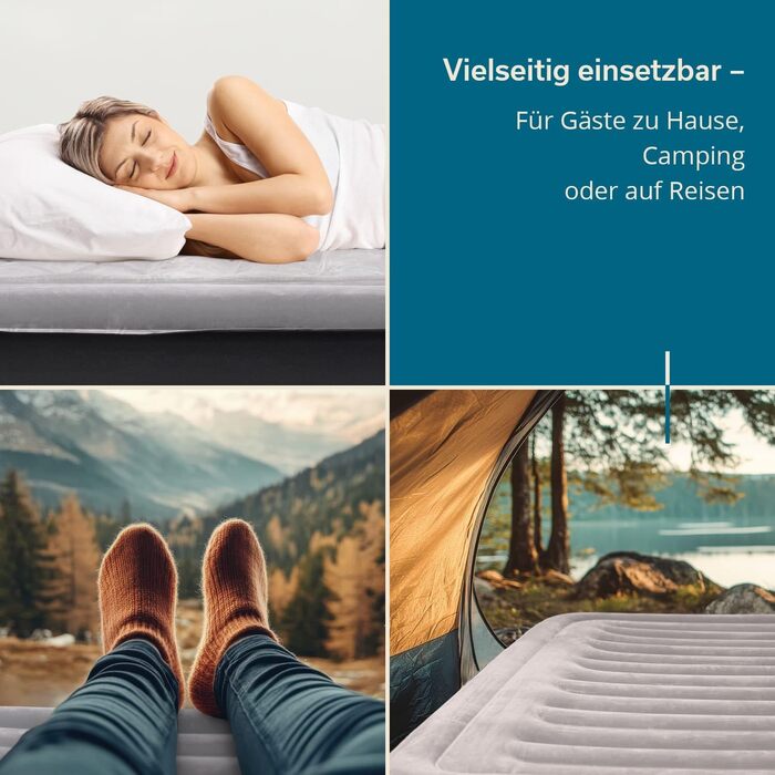 Надувна повітряна матрац Skandika Sveja | Самостійно надувний матрац з насосом USB, 204 x 151 x 43 см, 300 кг, для кемпінгу (1 особа)