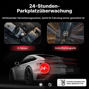 Відеореєстратор Miofive 4K Auto GPS WiFi Bluetooth з дисплеєм 3 дюйми, Нічне бачення, HDR, Loop-запис, підтримка до 512GB, з SD-карткою 32GB