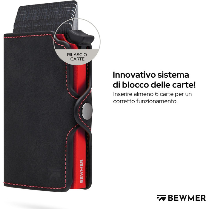 Гаманець-картхолдер BEWMER з RFID-захистом, карбоновим затискачем для грошей та застібкою на блискавці (Чорний/Червоний)