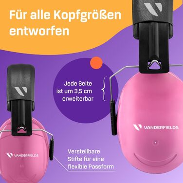 Навушники захисні Vanderfields Premium Double Pink - широка звукоізоляція 36.1 dB, для дорослих та підлітків