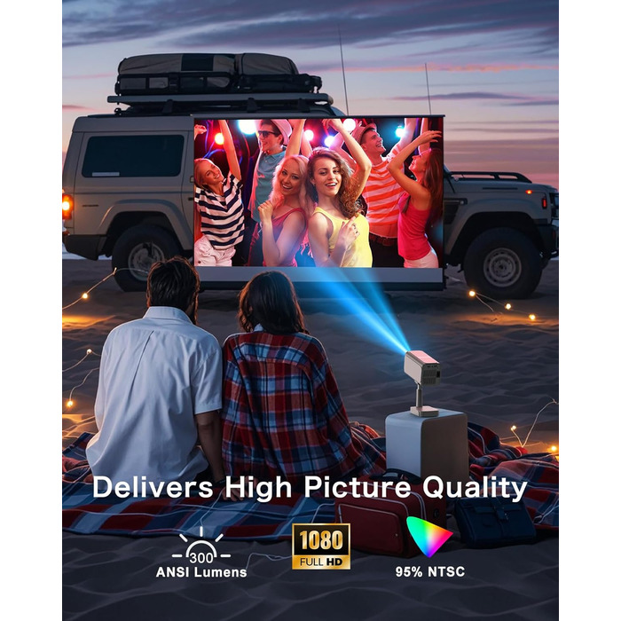 Smart Beamer Puxinat з Android TV, WiFi 6, Bluetooth 5.2: Міні проектор 1080P з авто-корекцією трапецеїдальних спотворень, регульованою підставкою та підтримкою YouTube, Netflix, Hulu