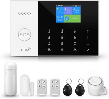 Бездротова сигналізація PGST PG105-2GEU-A для квартири, будинку, GSM/WiFi, 120 дБ, з інтелектуальним керуванням, LCD-дисплеєм та голосовими повідомленнями, захист дверей і вікон, для гаража, будинку, авто