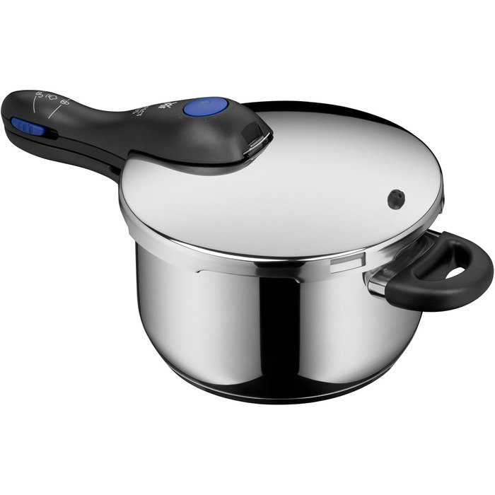 Швидковарка WMF Perfect Plus One Pot Induktion 4.5л з нержавіючої сталі, для приготування на пару, з термозахистом, великим сигналом, 2 рівнями нагріву, знімним ручками кришки та регулятором нагріву однією рукою