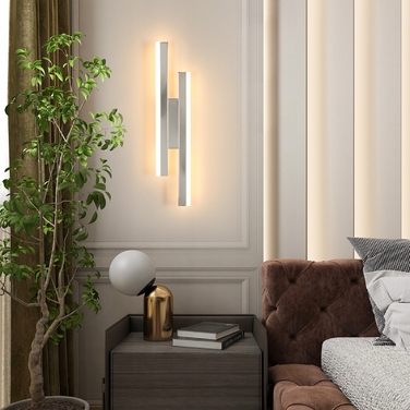 Настінний світильник GOECO сріблястий, інтегроване LED-джерело 16 Вт