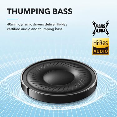 Бездротові Bluetooth-навушники Soundcore by Anker Q20i з гібридним активним шумозаглушенням (ANC), Hi-Res Audio, 40 годин роботи, керування через додаток, чорні (Відновлені)