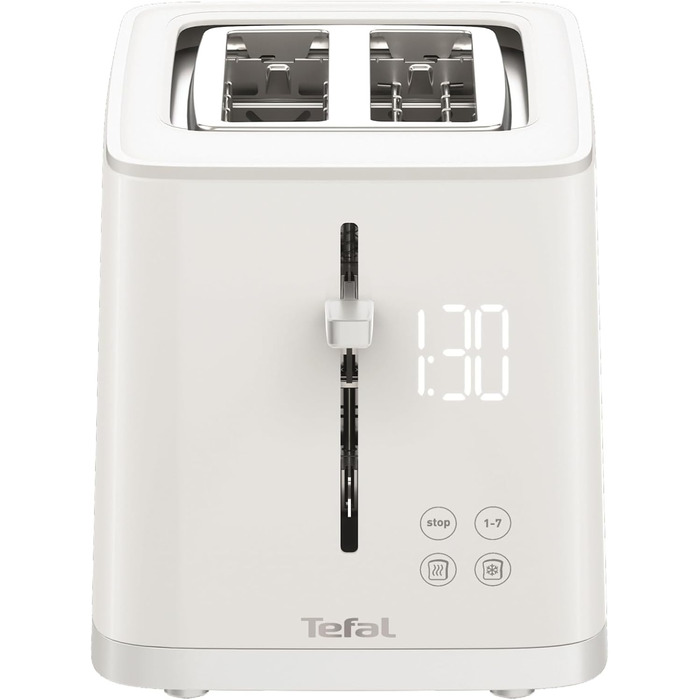 Tefal TT6931 Sense Toaster | 7 Browning Levels | Digital Display | Countdown Timer | Reheat/Defrost | Crumb Tray | Stop Button | White Single