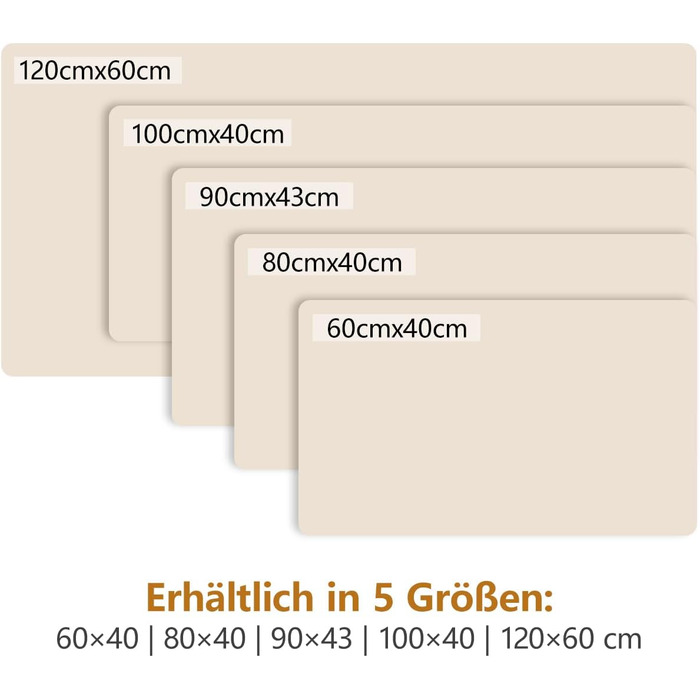 Підкладка на стіл Zindoo XL 100x40 см Бежева - захист від подряпин, килимок для миші, водостійка, довговічна
