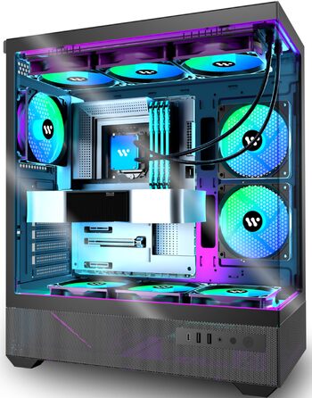 Корпус ПК KEDIERS G800-B50F з 5 вентиляторами PWM ARGB, Mid-Tower, чорний, з панеллю з загартованого скла