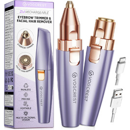 Триммер для обличчя та брів VG VOGCREST 2-в-1 з LED-підсвіткою (Рожеве золото, Фіолетовий)