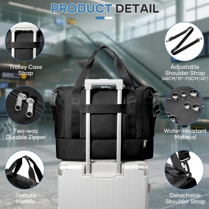 Спортивна сумка для жінок 45x36x20 см Easyjet Handgepäck: водонепроникна дорожня сумка, сумка для плавання, фітнесу, тренувань, з відділенням для взуття, L2-зелена, A04-армійсько-зелена (C01-чорна)