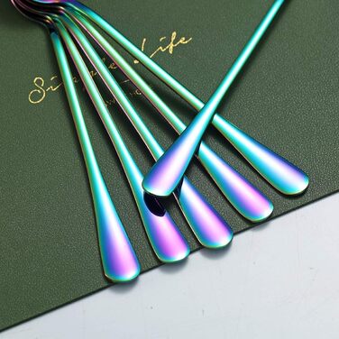 Набір ложок для коктейлів та напоїв Kyraton, 6 шт., нержавіюча сталь з чорним титановим покриттям