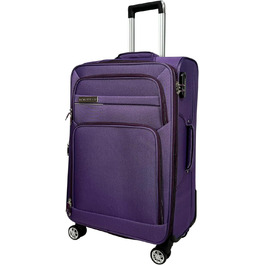 Чемодан-валіза на колесах з тканини, розширюваний, з подвійними колесами (M/L/XL/XXL або набір 4 шт.), м'яке багаж (фіолетовий, ручна поклажа (55 см))
