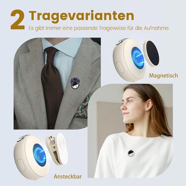 Мікрофон 2-в-1 для iPhone та Android з шумозаглушенням, кейс на 40 годин, магнітна застібка та кріплення для інтерв'ю, 25 метрів (Бежевий)