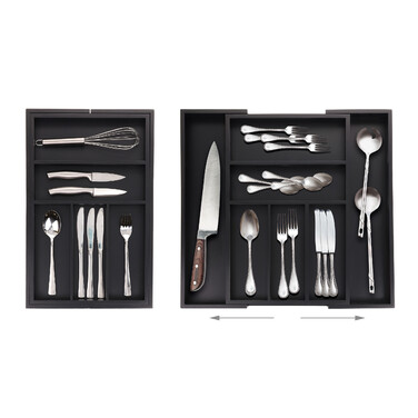 Relaxdays Extendable Bamboo Cutlery Box