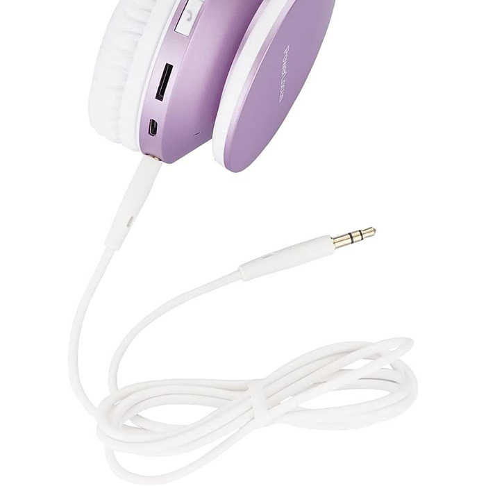 Бездротові навушники PowerLocus Over Ear Bluetooth з мікрофоном (Aux, для iPhone, Android, PC) білий/фіолетовий