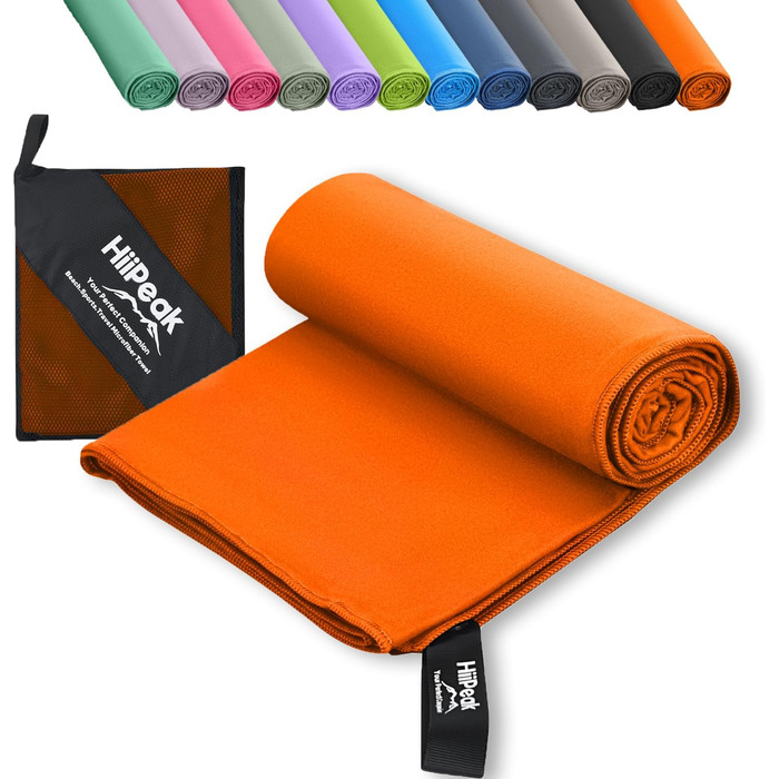 Рушник з мікрофібри HiiPeak: компактний, легкий, швидковисихаючий (50x30 см, помаранчевий)