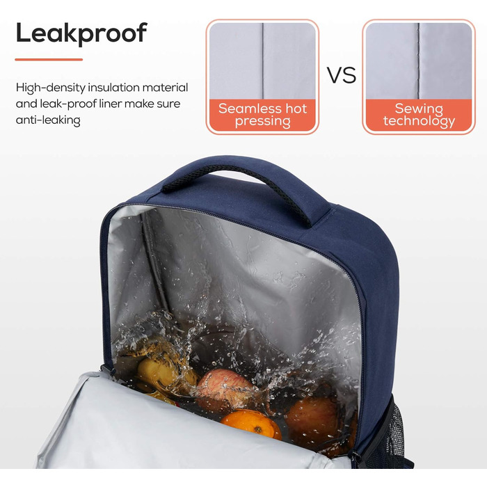 Рюкзак-холодильник TOURIT 22L, водонепроникний, ізольований, для пікніків, барбекю, кемпінгу, подорожей, покупок (Блакитний)