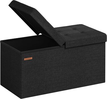 Складана банкетка SONGMICS з місцем для зберігання, 76×38×38 см, до 300 кг, чорна, для коридору, вітальні, спальні