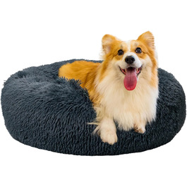 Крісло-лежанка для котів та собак 50 см, м'яке, плюшеве, антиковзаюче, легко миється, темно-сірий колір