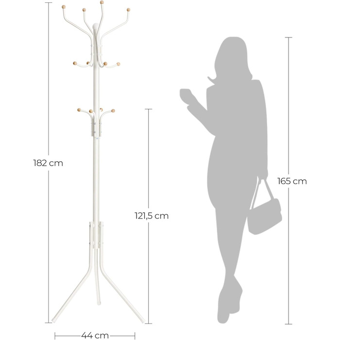 SONGMICS 182 cm (5.97 ft) Height Wardrobe Rack, Stable Metal Clothes Rack, Wardrobe, White, RCR19W