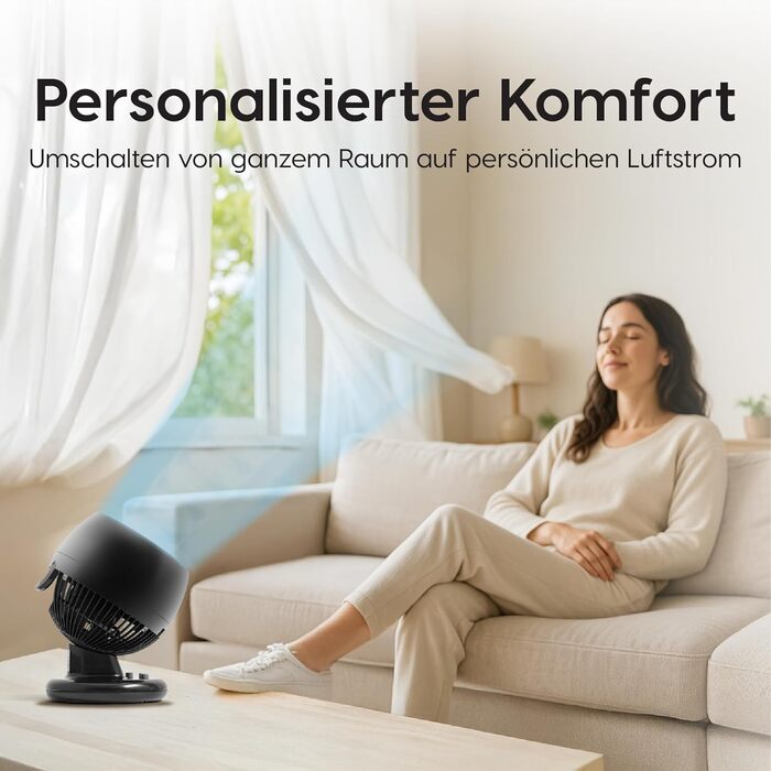 Вентилятор настільний Iris Ohyama Woozoo, 33 м², 3 швидкості, осциляція, тихий, чорний