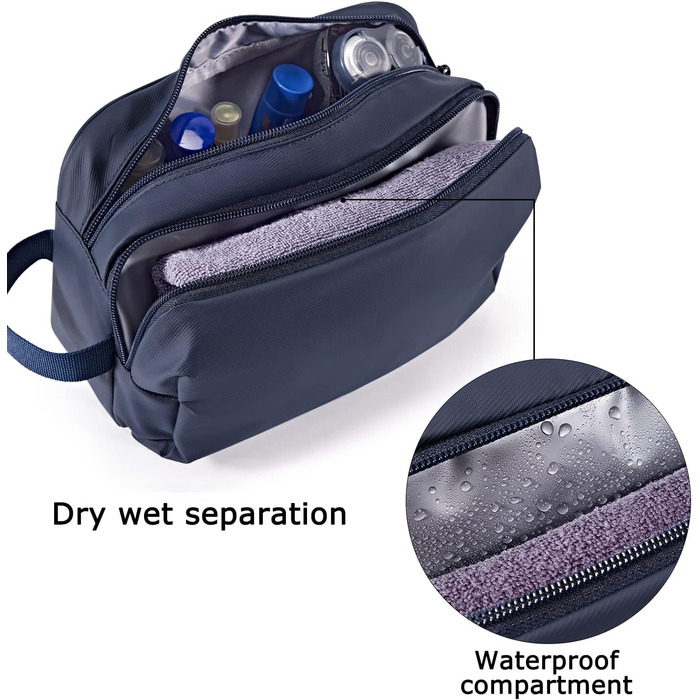 Чоловіча подорожня косметичка BAGSART з подвійною блискавкою, об'єм 5л, темно-сіра