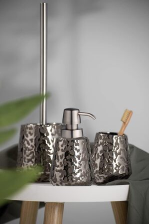 Набір для ванної кімнати WENKO Burgos з кераміки, сіро-коричневий/платиновий, з тримачем для щітки