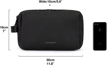 Чоловіча дорожня косметичка BAGSMART, органайзер для туалетних аксесуарів, чорна (Large)