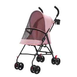 Візок для собак Homewell 2в1, прогулянковий візок для тварин з підсклянниками, переноска для собак, складаний, з гальмом та захистом від дощу, візок-джерсі для домашніх тварин (Рожевий)