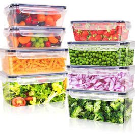 Набір контейнерів Kottwca, 30 шт. (15 контейнерів + 15 кришок) - набір для зберігання продуктів, 100% герметичність, BPA-Free, для мікрохвильовки та холодильника (8 великих об'ємів)