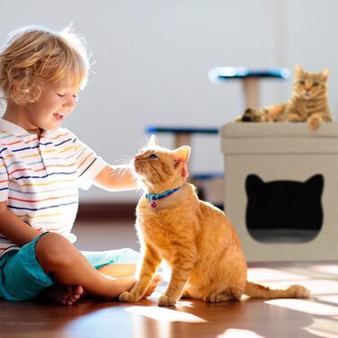 Кігтечка для котів Relaxdays, будиночок для котів, 2 поверхи, складана, 44x40x40 см, коричневий/білий