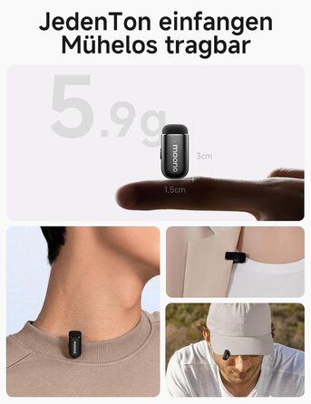 Мікрофон MAONO Wave T1 Mini USB-C: бездротовий, для iPhone/Android, з шумозаглушенням, для YouTube, Vlog, запису звуку