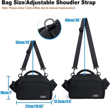 Водонепроникна сумка для камери на пояс/через плече Cwatcun для DSLR/SLR, чорна