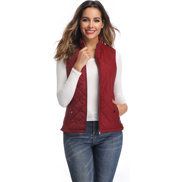 Жіноча жилетка LONGKING легка з коміром, без рукавів, червона. Ідеальна для активного відпочинку та повсякденного носіння.