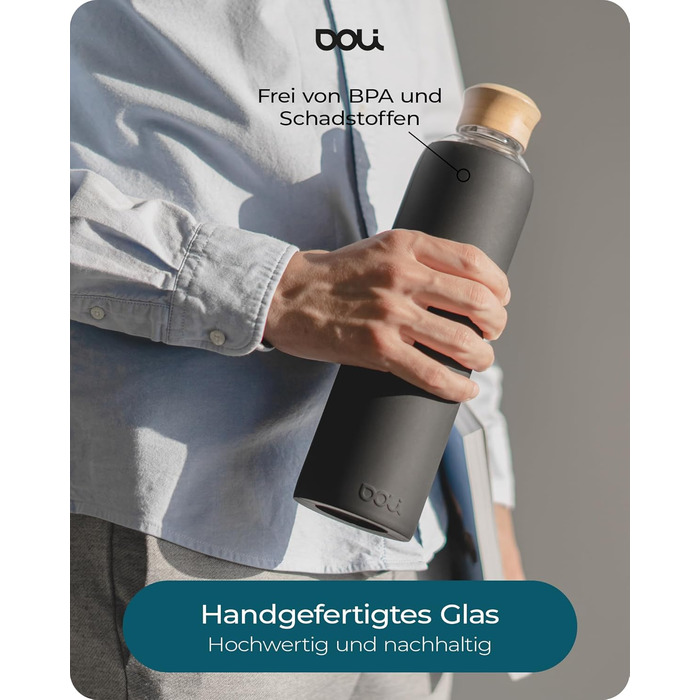 Doli Stainless Steel Water Bottle with Silicone Sleeve - Ideal for Hot & Carbonated Drinks - Absolutely Leak-Proof - Dishwasher Safe - BPA-Free